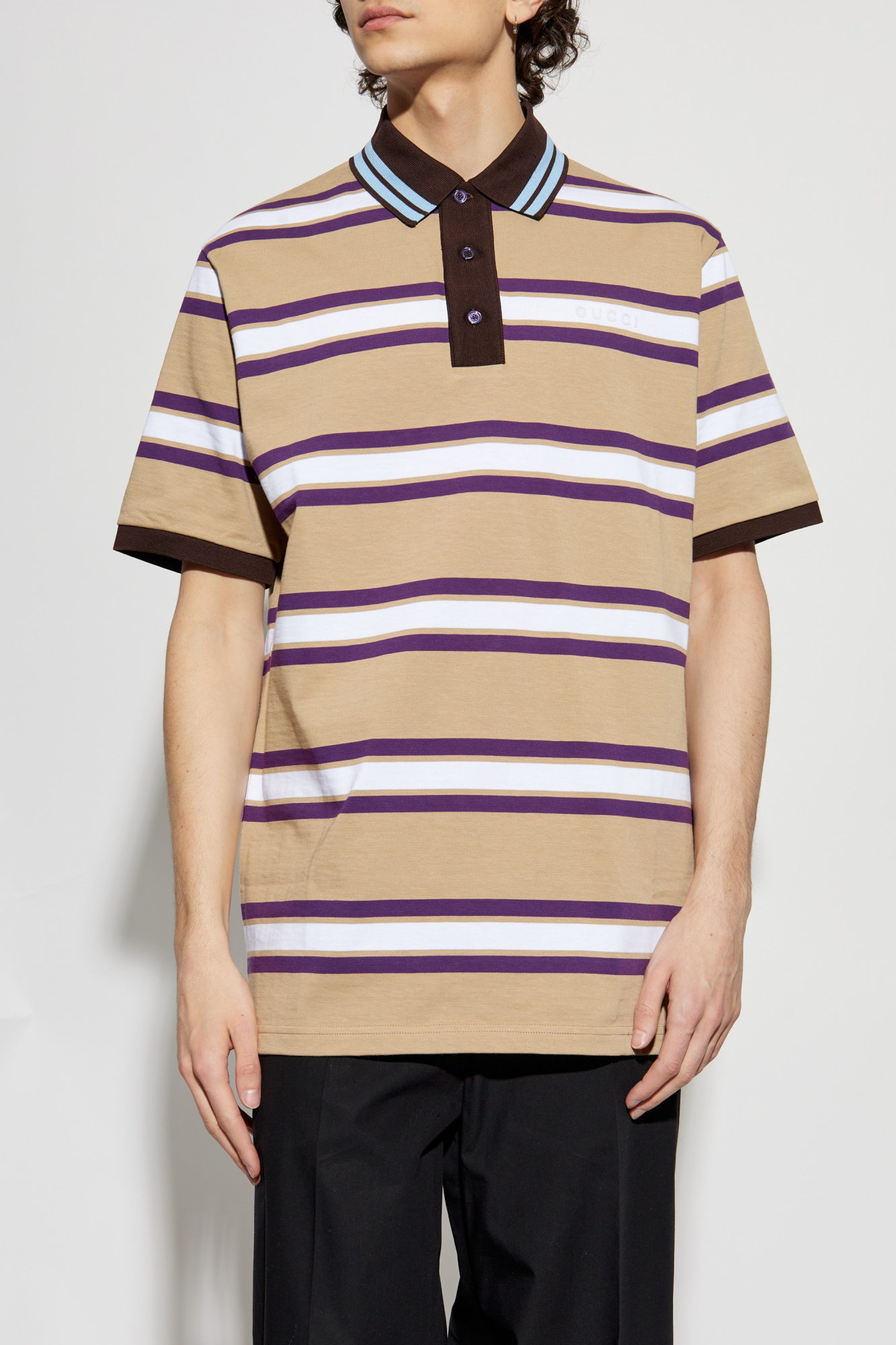 Beige Polo with stripe pattern Gucci - Vitkac AS